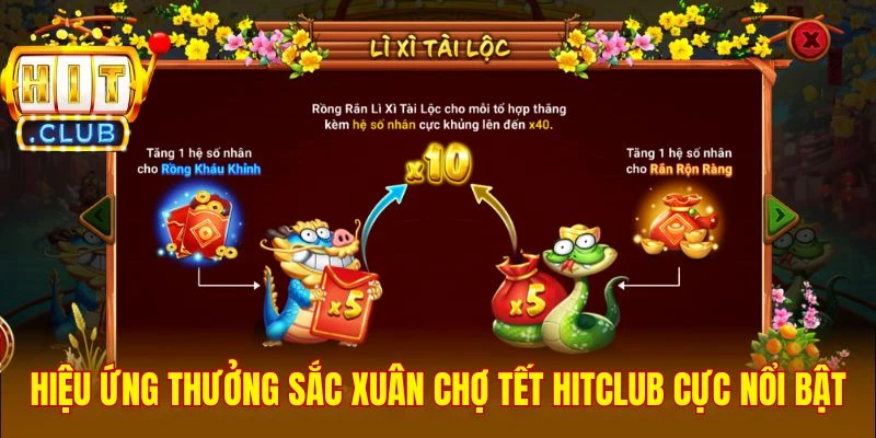 Hiệu ứng thưởng Sắc Xuân Chợ Tết Hitclub cực nổi bật